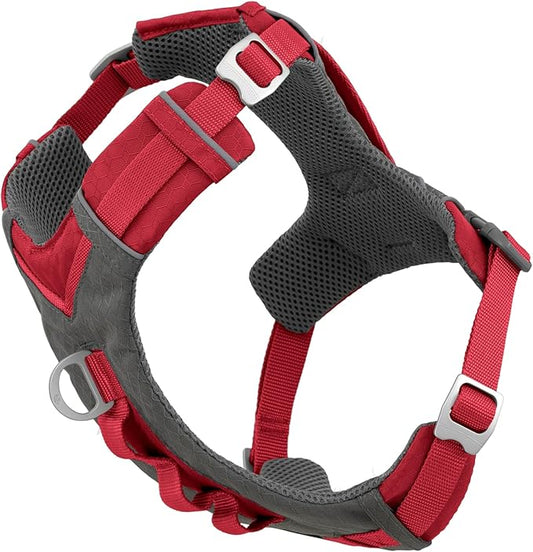 Kurgo Journey Air Dog Harness - Secure Fit for Active Dogs - Padded Chest - Lightweight Ripstop Fabric - Breathable Mesh - Reflective Trim - Back Assist Handle - Red - Medium