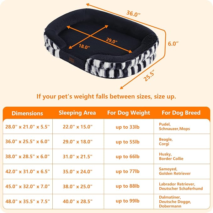 Dwanton Orthopedic Dog Bed for Medium Dogs with Gel Memory Foam, Waterproof Dog Sofa, Washable Pet Bed with Four Sided Bolster Cushion, Removable Cover & Non-Slip Bottom, 36", Tie-dye Grey