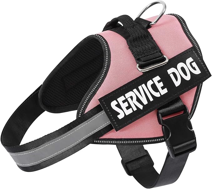MUMUPET Service Dog Vest Harness, No Pull Reflective Adjustable with Handle, Soft Breathable Padding for Small Dogs, 2 Removable Velcro Patches (Pink, XS)