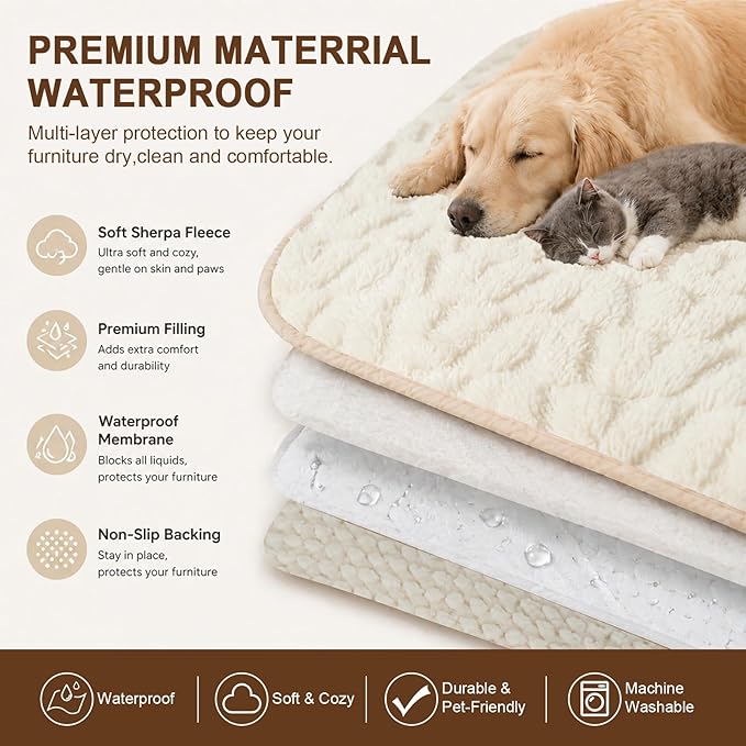Waterproof Dog Blanket Reversible, Leakproof Pet Blanket for Large Dogs, Soft Furniture Sofa Couch Cover Protector Washable, Fleece Cat Throw Bed, Reversible Washable Soft Plush