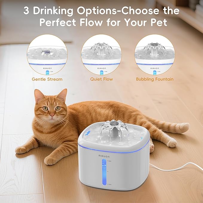 Cat Water Fountain,84oz/2.5L Cat Fountain – Ultra Quiet Upgraded Automatic Pet Water Dispenser with 3 Replaceable Filters, Indoor Cat & Dog Drinking Bowl (Cat Fountain+3 Filters)