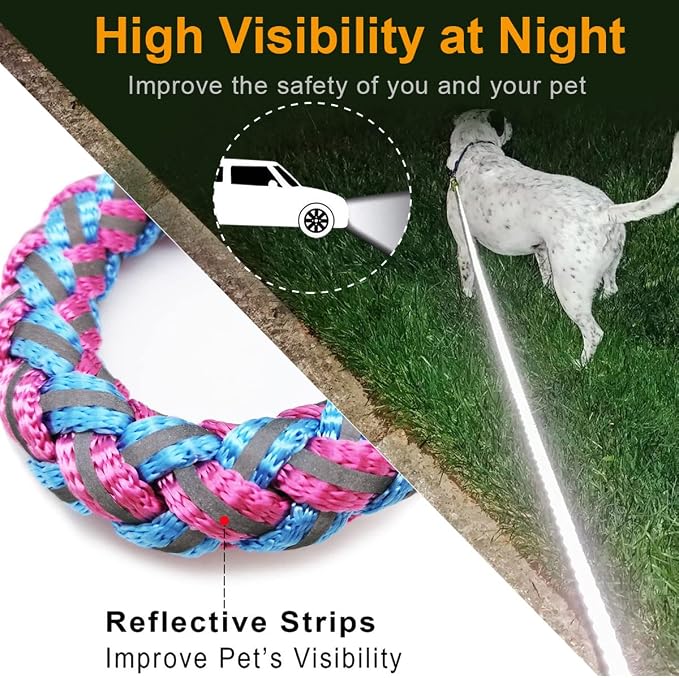 2/3/4/6/10 Foot Reflective Dog Leash Strong Nylon Rope Braided Heavy Duty for Large Medium Small Dogs Walking Training Leads (Pink, 4ft * 1/2")