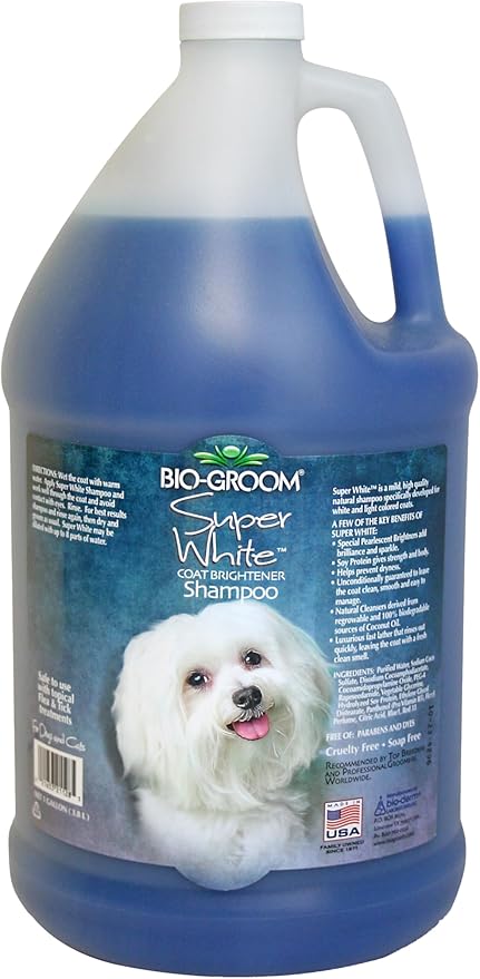 Bio-Groom Super Whitening Dog Shampoo - Whitening Pet Shampoo, Dog Bathing Supplies, Puppy Wash, Grooming Supplies, Cruelty-Free - 1 Gallon