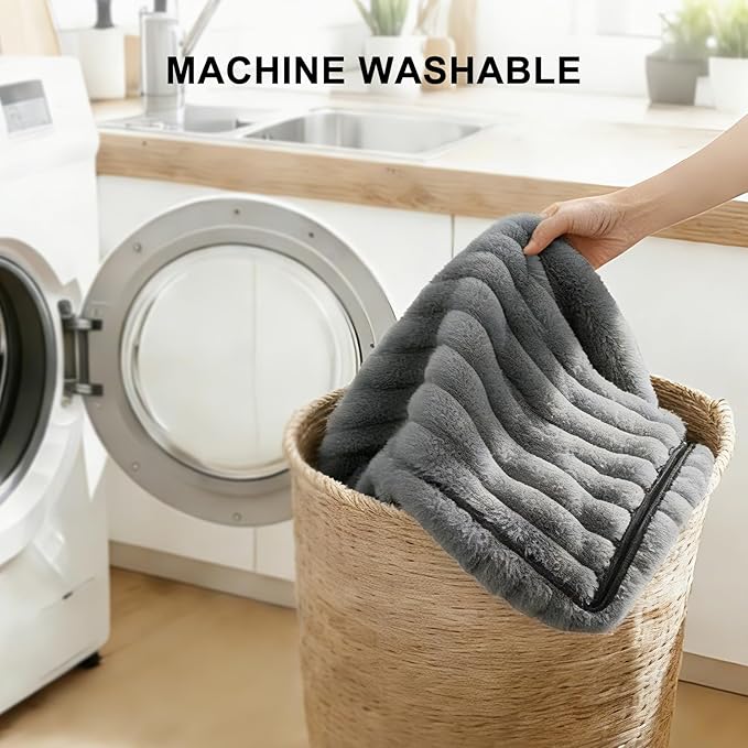 FURTIME Dog Bed for Small Dogs, Washable Orthopedic Dog Cat Bed with Removable Cover, Rectangle Soft Calming Sleeping Puppy Bed Durable Pet Cuddler with Anti-Slip Bottom, Grey, S (20"x19"x6")