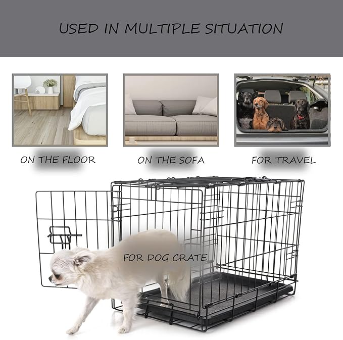 Washable Dog Bed Mat Crate Pad Soft Fluffy Pet Kennel Beds Dog Sleeping Mattress for Large Jumbo Medium Small Dogs, 21 x 13 Inch, Gray
