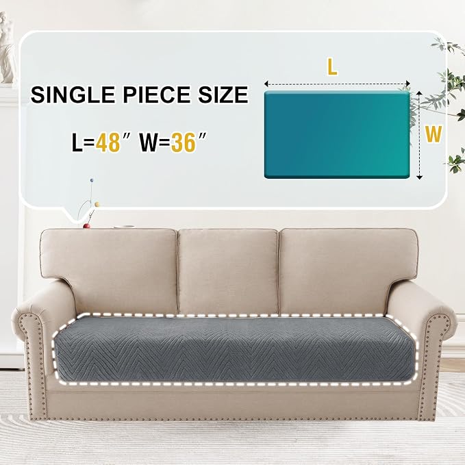 Turquoize Waterproof Couch Cover for Dogs Fuzzy Pet Couch Covers for Sofa Thick Dog Bed Cover Non-Slip Sofa Covers for 2 Cushion Couch Protector Slipcover Pet Friendly (Grey, 36" x 48")