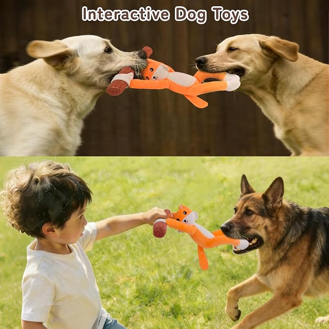 Squeaky Dog Toys,Plush Puppy Toys with Pull Branch,Tug of War Dog Toy for Dogs, Interactive Dog Toys for Small, Middle Dogs Under 55LB,with Crinkle Paper and Squeaker