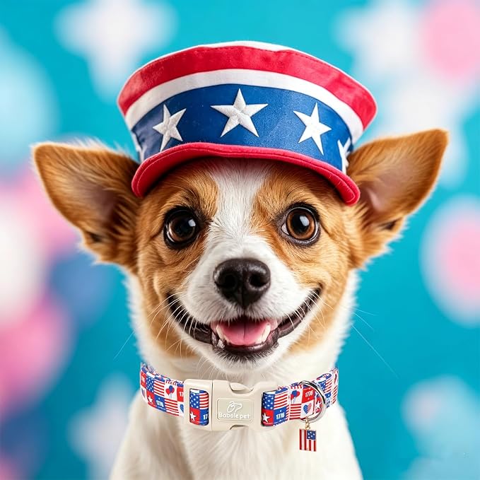 4th of July Dog Collar Blue Patriotic Dog Collars for Giant Large Dogs - Lightweight Adjustable 1776 Boy Girl Puppy Collars Cute Independence Day Male Female Dogs Collar XL