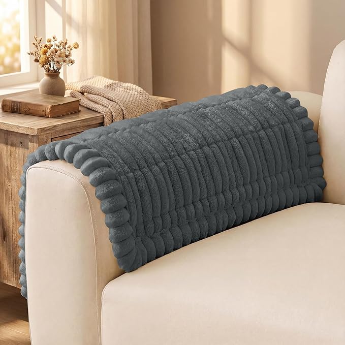 decorUhome Couch Cover for Dogs, Non-Slip Fuzzy Pet Sofa Cover for Seat, Backrest & Armrest, Soft Washable Pet-Friendly Sofa Protector, Dark Grey, 27.6" x 27.6"