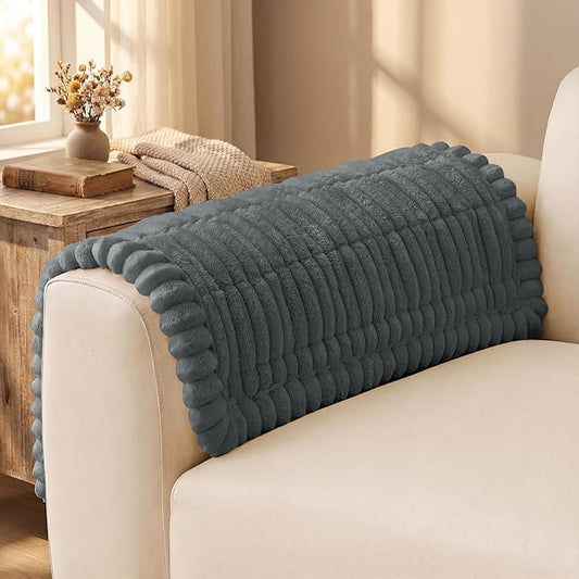 decorUhome Couch Cover for Dogs, Non-Slip Fuzzy Pet Sofa Cover for Seat, Backrest & Armrest, Soft Washable Pet-Friendly Sofa Protector, Dark Grey, 27.6" x 27.6"