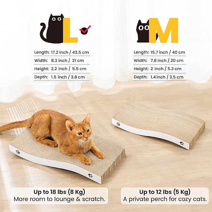 Cat Scratcher, Durable Scratch Pad, Corrugated Cardboard Scratching Board for Indoor Cats, Heavy Duty, Double-Sided Usability, Recyclable, with Catnip, Medium, 4 Pack