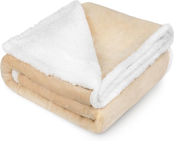 Kritter Planet Dog Blankets for Large Dogs, Soft Fluffy Fleece Pet Blankets for Couch, Sofa, Dog Beds, Car Seats, Creat, Washable, 50x60 inches, Beige