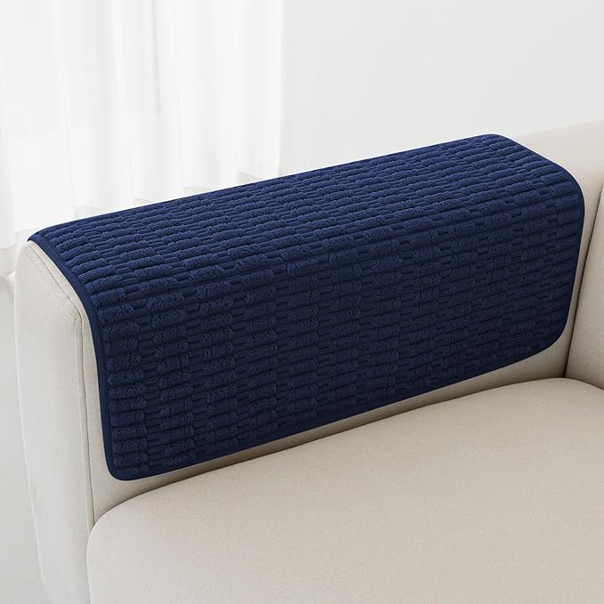 Foxdecor Couch Arm Covers Sofa Armrest Covers, Arm Chair Covers Set of 2, Non-Slip Arm Rest Cover for Sofa, Armchair Slipcovers Couch Protector. (Dark Blue 24x28 inch)