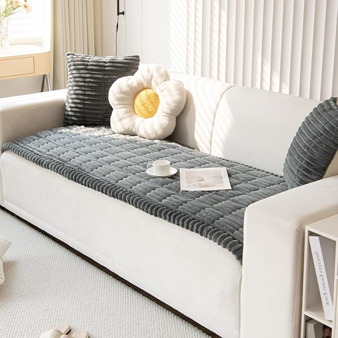 Mitid Sofa Cover Fuzzy Couch Cover for Pet, Couch Covers for Dogs Washable Non-Slip Sofa Slipcover Cushion Protector Pets Friendly Mat