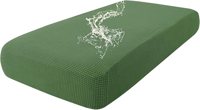 hyha Waterproof Couch Cushion Covers for Pets, Non Slip Sofa Cover for Dogs Washable, Soft Thick Stretch Jacquard Fabric, Sofa Slipcovers with Elastic Bottom (1 Piece for Medium, Grass Green)