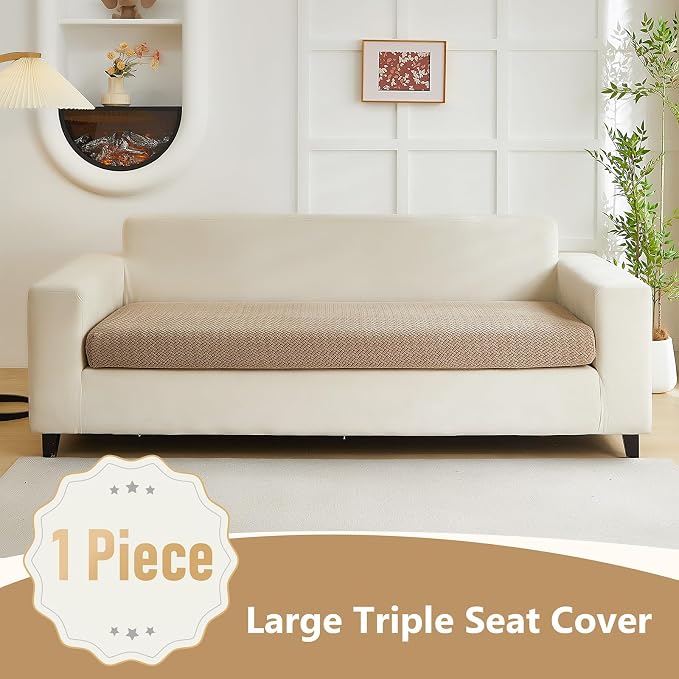 Yoovat Couch Cushion Covers for Sofa Couch Covers Wear-Resistant Universal Sofa Cover Washable Stretch for Sectional Slipcovers (Texture-Light Coffee,Large Triple Seat Cover)
