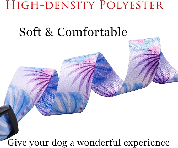 Mihqy Dog Collar with Bohemia Floral Tribal Geometric Patterns - Soft Ethnic Style Collar Adjustable for Small Medium Large Dogs (Purple Flower, L
