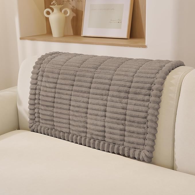 Fuzzy Sofa Headrest Covers for Dogs Washable, Thick Couch Covers for 3 Cushion Sofa Pet Friendly, Non Slip Plush Dog Couch Cover for for Sectional, Loveseat (Espresso, 27.6" x 35.4")