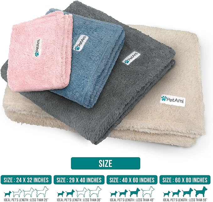 PETAMI Fluffy Fleece CAT and Dog Throw Blanket, Pink, Medium