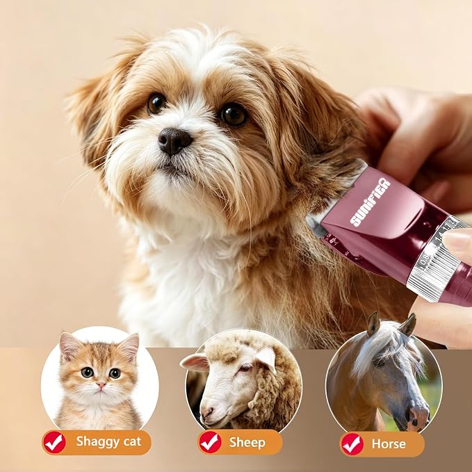 Professional Dog Grooming Clippers for Thick Coat - Dog Hair Trimmer for Grooming- Sheep Shears for Thick Hair – Pet Grooming Clippers for Dogs, Cats, Sheeps, Horse (Rose Gold)