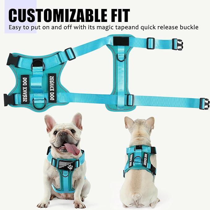 Service Dog Harness, Reflective Dog Vest Harness with 5 PCS Patches, Adjustable Soft Oxford Pet Harness, Inner Layer Mesh, Easy to Control for Small Medium Large Dogs