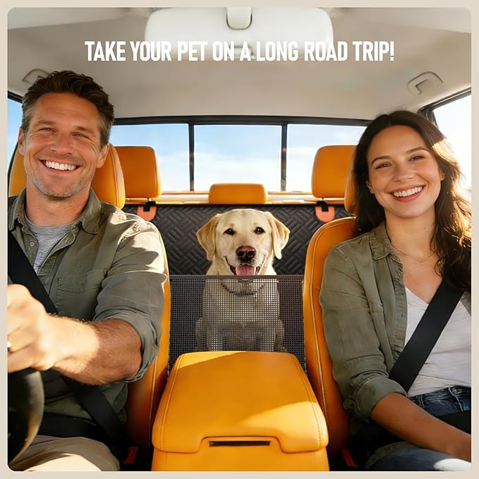 PROZAR Dog Car Seat Cover for Back Seat, Hard Bottom Back Seat Extender, Back Seat Pet Cover for Dogs - Supports 400lbs, Back Seat Pet Cover, Dog Hammock for Full-Size Trucks/SUVs