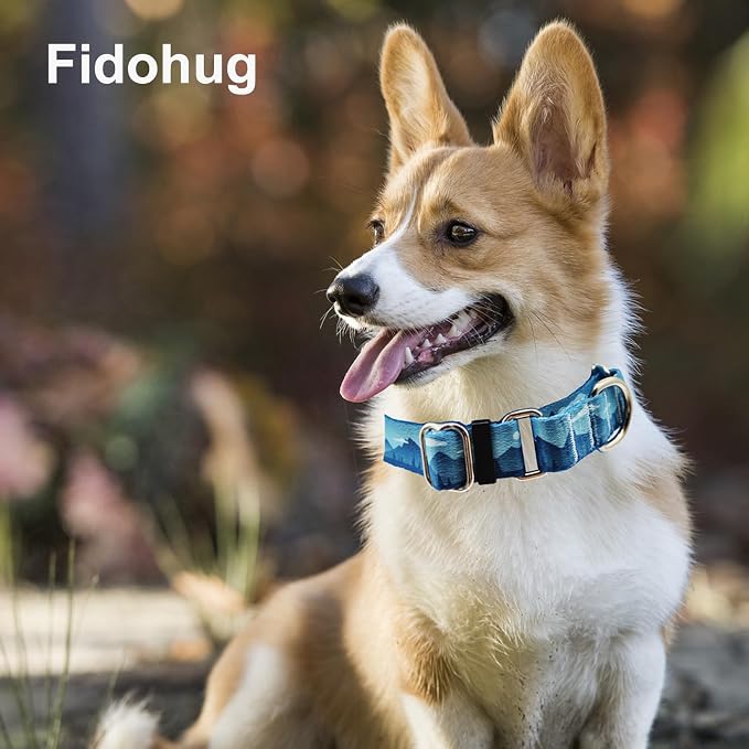 Martingale Collar for Dogs with Buckle Dog Collar Adjustable Soft Nylon Boy Dog Collars for Small Dogs, Blue Sunset