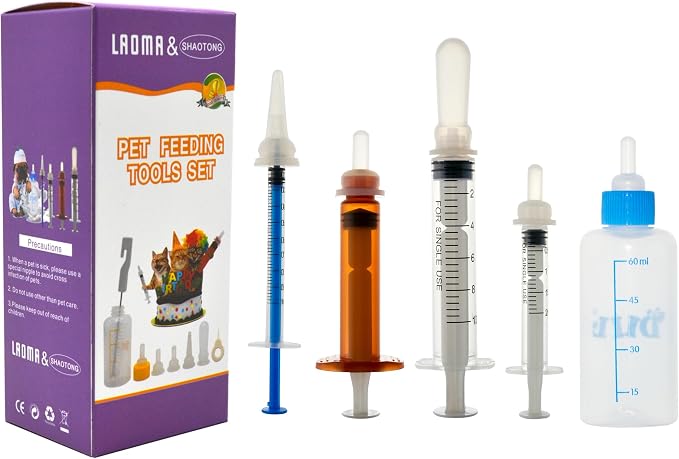 Kitten Bottles for Nursing. Pet Puppy Bottles. Dog and cat and Wild Animal Silicone Nipples (Feeding Tool)