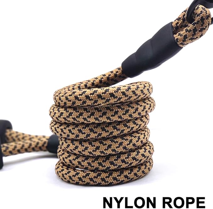 MayPaw 15FT Rope Dog Leash, Long Dog Lead 6/8/10/15/20FT Nylon Pet Leash, Soft Padded Handle Thick Lead Leashes for Large Medium Dogs (Brown, 1/2" * 15')
