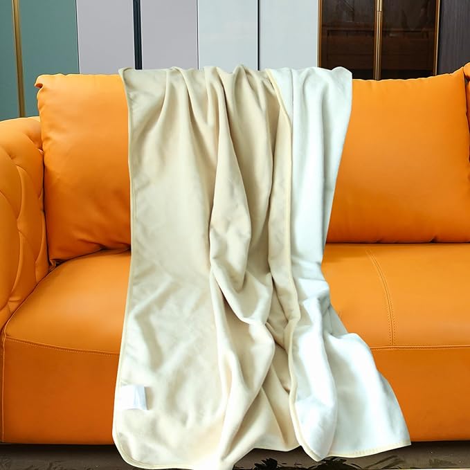Ahinahwap Waterproof Blanket for Bed Couch Sofa, Reversible & Reusable Cat, Dog Blanket Waterproof Washable, Small Water Resistant Blankets, Leakproof (40"x60", Warm Yellow/Warm White)