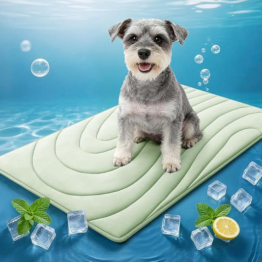 Cooling Mat for Cats, 36"x23" Self-Cooling Dog Bed with Arc-Chill Technology 3.0(QMAX>0.5), Non-Slip Washable Pet Cooling Pad for Small & Medium Dogs, Indoor Outdoor Floor Mat - Green