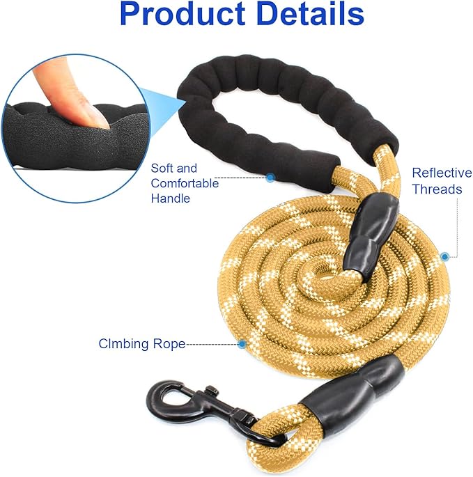 MingXpets Double Dog Leash, Dual Dog Leash, 360° Swivel Tangle Free Bungee Walking Training for Large Medium Dogs, Shock Absorbing Bungee Reflective for Two Dogs, 18~120 lbs, Yellow