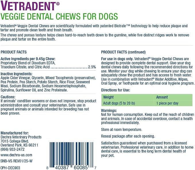 Vetradent® Veggie Dental Chews for Small Dogs