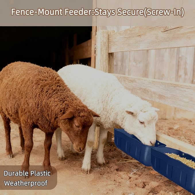 Chicken Feeder Waterer,Hanging Goat Feeders,Feed Trough 3.5 Quart 3 Pack,Hanging Fence Feed Trough for Poultry Livestock,Blue