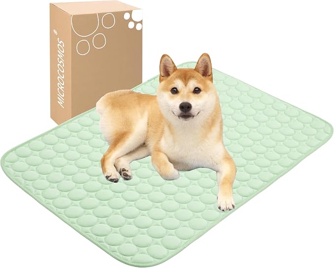 MICROCOSMOS Summer Cooling Mat & Sleeping Pad- Water Absorption Top, Materials Safe, Easy Carry, EZ Clean. Keep Cooling for Pets, Kids and Adults.(Green, 36" x24")