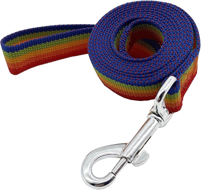 Nylon Dog Training Leash, Traction Rope, 4Ft /5 Foot /6 Feet Long, 5/8 inch 3/4 Inch 1 Inch Wide, for Small and Medium Dogs (1'' x 8 FT, Rainbow)