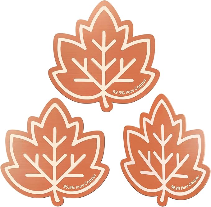 3Pcs Bird Bath Copper Purification Disk 99.99% Pure Copper Water Cleaning Discs 0.6mm Physical Clean Water for All-Season Universal Natural Fit for Outdoor Birdbaths Bowls Garden Fountain(Maple Leaf)