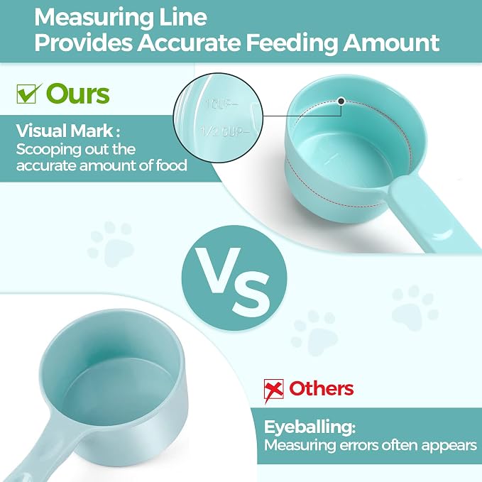 ComSaf MSBC Melamine Pet Food Scoop, Cat Food Measuring Cups, Comfortable Long Handle Scoop for Dog, Cat, Ferret and Rabbit Food, 1 Cup Size Pet Food Feeding Scoop (Blue)