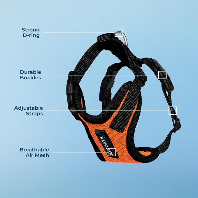 Voyager Step-in Pet Harness - All Weather Mesh, Adjustable Step in Harness for Cats and Dogs by Best Pet Supplies - Orange/Black Trim, XL
