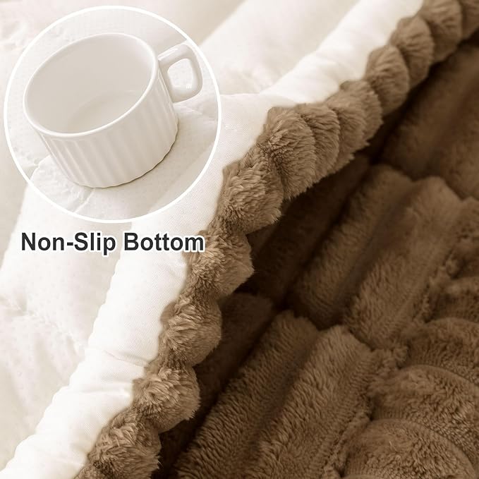 hyha Couch Cover for Dogs Washable, Non Slip Thick Flannel Sofa Protector, Pet Friendly Plush Furniture Cover for Sectional Sofa & Loveseat (Mocha, 43" x 63")