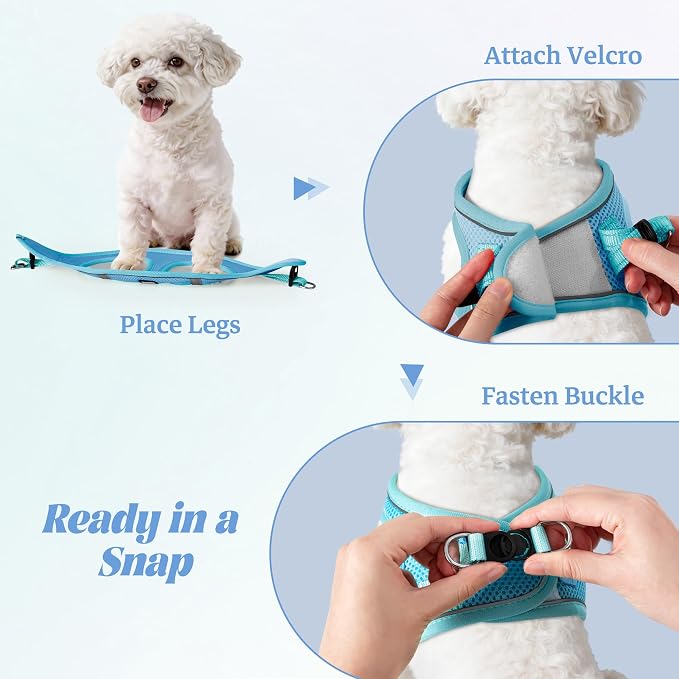 YIMEIS Dog Harness and Leash Set, No Pull Soft Mesh Pet Harness, Reflective Adjustable Puppy Vest for Small Medium Large Dogs, Cats (Sky Blue, Medium (Pack of 1)