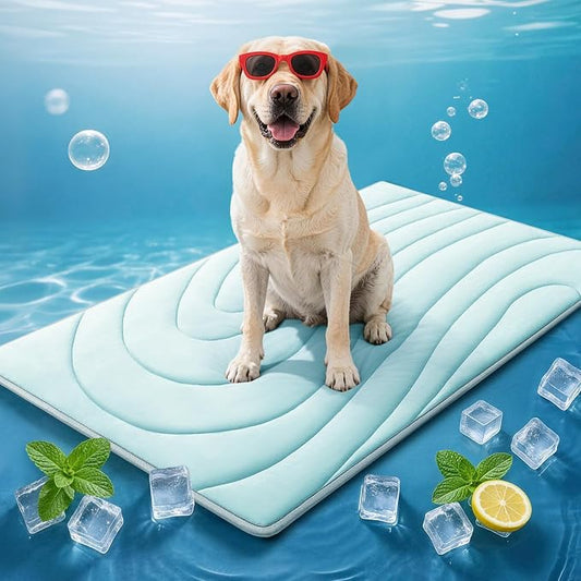 Cooling Mat for Dogs, 59"x40" Self-Cooling Pet Bed - Advanced Arc-Chill Technology 3.0 (QMAX>0.5) for Instant Cool, Non-Slip Washable Floor Mat for XL-Large Dogs, Indoor Outdoor Use - Blue