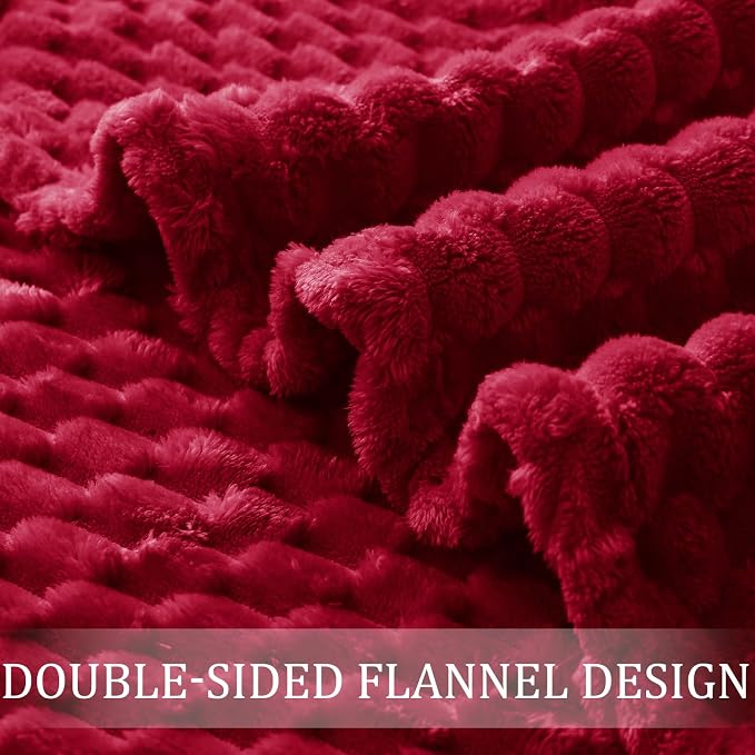 Exclusivo Mezcla Fleece Twin Blanket for Bed, Extra Large Fuzzy Deep Red Bed Blankets, Soft Cozy Plush Sofa Throws for All Seasons, 60x80 Inches
