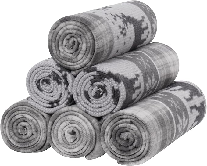 CAI TENG Christmas Blankets Bulk 50 X 60 inch Fleece Throw Blanket 6 Pack Printed Blankets Christmas Decoration Small Throw Sofa Home Gift Grey
