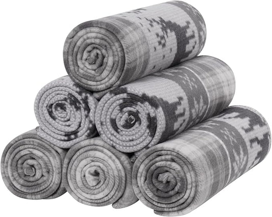 CAI TENG Christmas Blankets Bulk 50 X 60 inch Fleece Throw Blanket 6 Pack Printed Blankets Christmas Decoration Small Throw Sofa Home Gift Grey