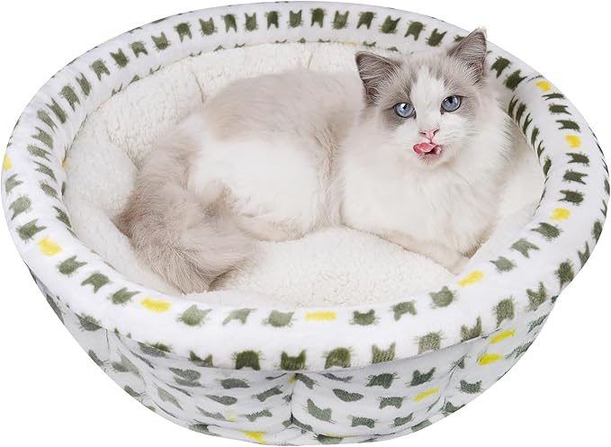 AIWIKIDE Super Soft Small Dog & Cat Bed, Anti-Anxiety Puppy Cuddler, Cozy Round Fluffy Plush Pet Bed, Machine Washable Faux Fur Donut Cuddler