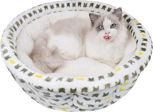 AIWIKIDE Super Soft Small Dog & Cat Bed, Anti-Anxiety Puppy Cuddler, Cozy Round Fluffy Plush Pet Bed, Machine Washable Faux Fur Donut Cuddler