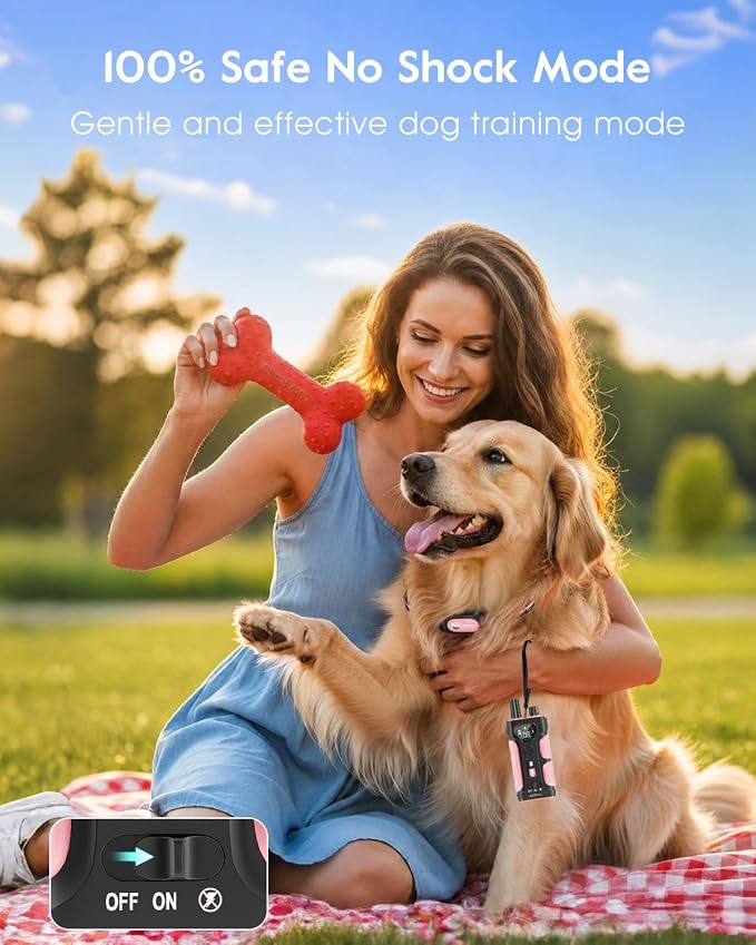 SLOPEHILL Dog Shock Collar - 4200FT Dog Training Collar with Remote,IPX8 Waterproof E-Collar with Beep,Vibration,Shock,Flash Light,No Shock Mode,Shock Collar for Small Medium Large Dog 8-140lbs,Pink