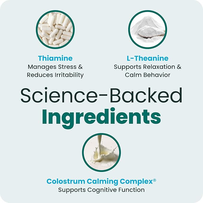 VetriScience Clinically Tested Composure Calm & Confident Chews for Dogs – Helps Manage Occasional Stress & Supports Balanced Behavior, Non-Drowsy Soft Chews with L-Theanine, Peanut Butter, 60 Count