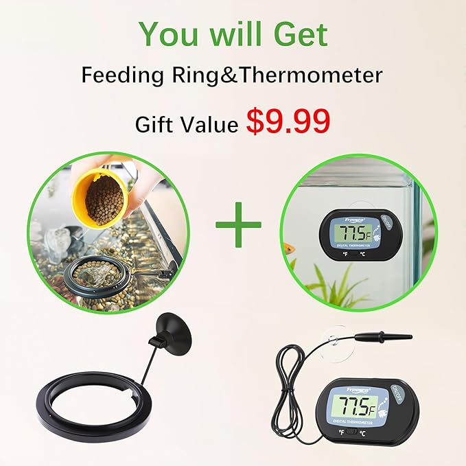 FREESEA Fish Feeder Automatic Dispenser: Aquarium Flakes Food Feeder with Timer Battery